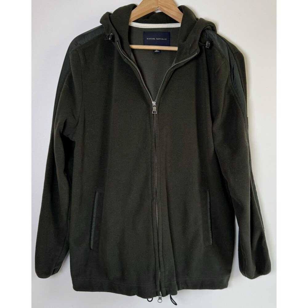 Banana Republic Mens Green Fleece Full Zip Hoodie Jacket‎ Size Large